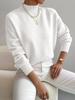 Women's Solid Color Loose Knit Sweater: Autumn/Winter Half-High Neck Long Sleeve Pullover