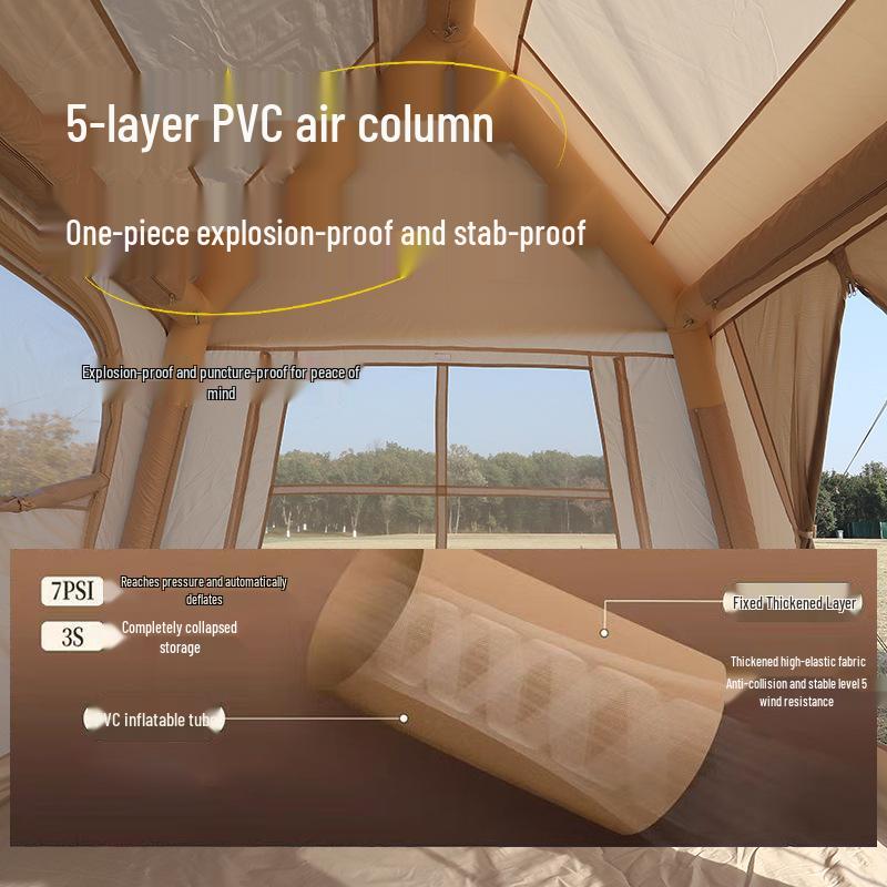 Self-Inflating Outdoor Tent: Easy Setup, Two-in-One Cabin & Awning for Camping or Home Use