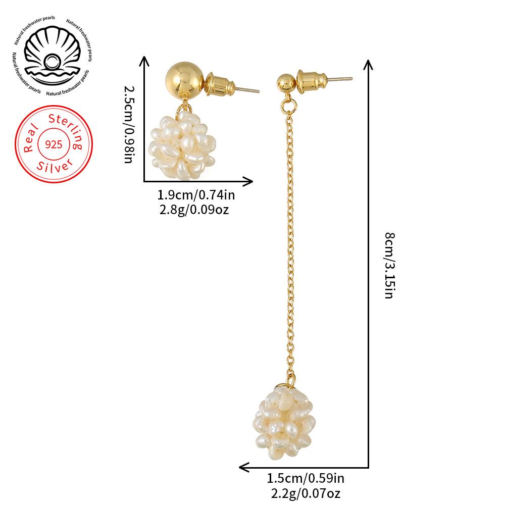GEMCHIC Women s Vintage Asymmetric Natural Freshwater Pearl Flower Cluster Dangle Earrings