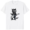Unisex Retro Bear Playing Bass Guitar Cat Music Lover Oneck Cotton Casual Tee