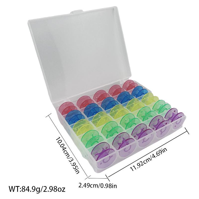 Multi-Specification Household Bobbin Set: Colored Transparent and Metal Bobbins with Thread