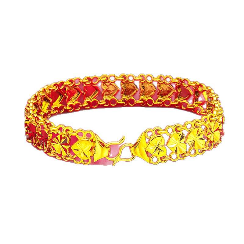 Women's Gold Rose Flower Heart Bracelet, Simple Carved Design.