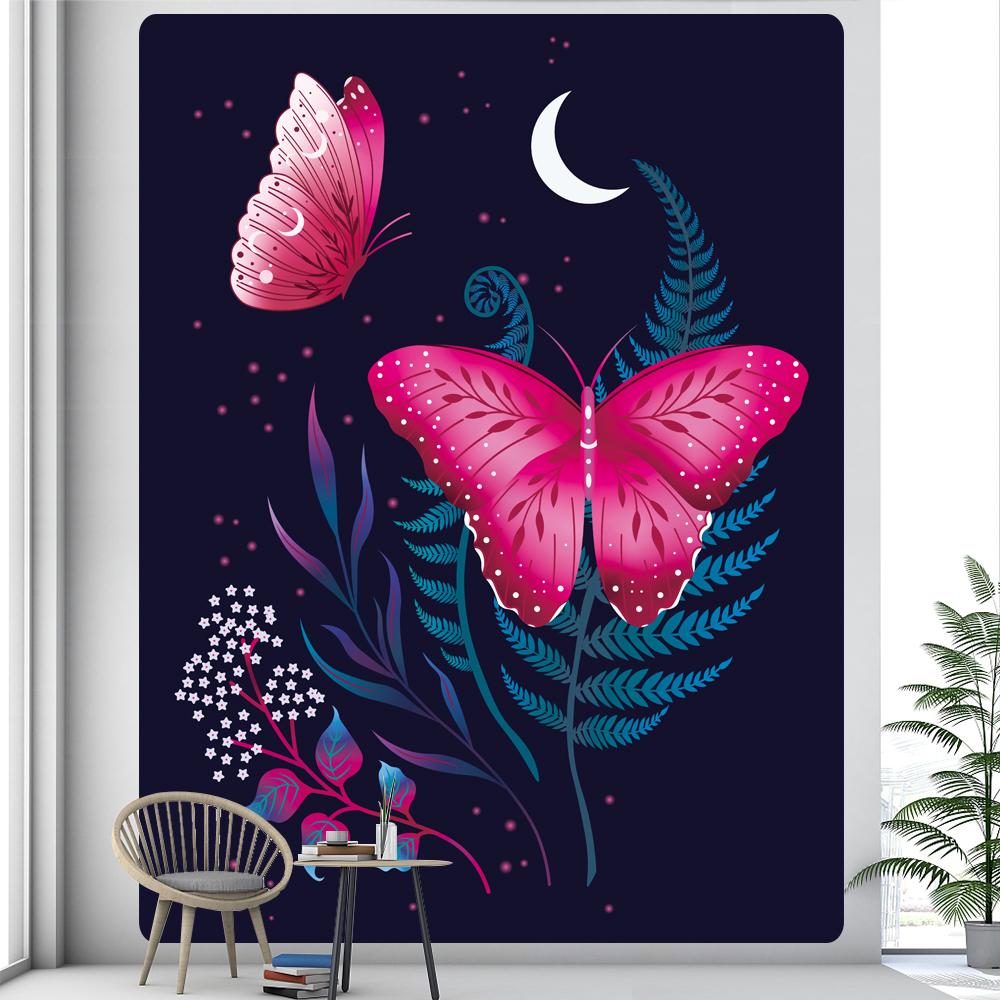 Boho Dekor Duvar Asılı Mandala Kelebek Bitki Çiçek Psychedelic Sahne Ev Dekor Sanat Goblen