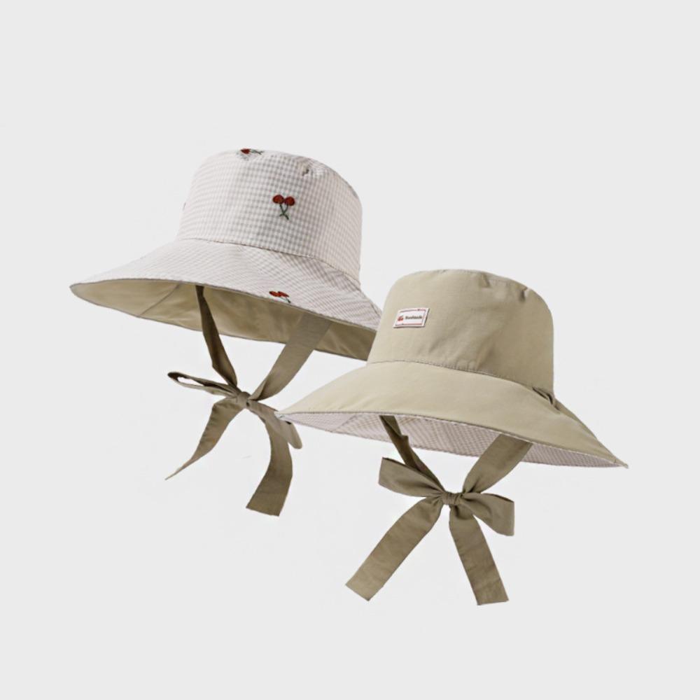 Lace Summer Sun Hat Ribbon Embroidered Cherry Bucket Hat Fashion Sunscreen Visor Cap  Travel