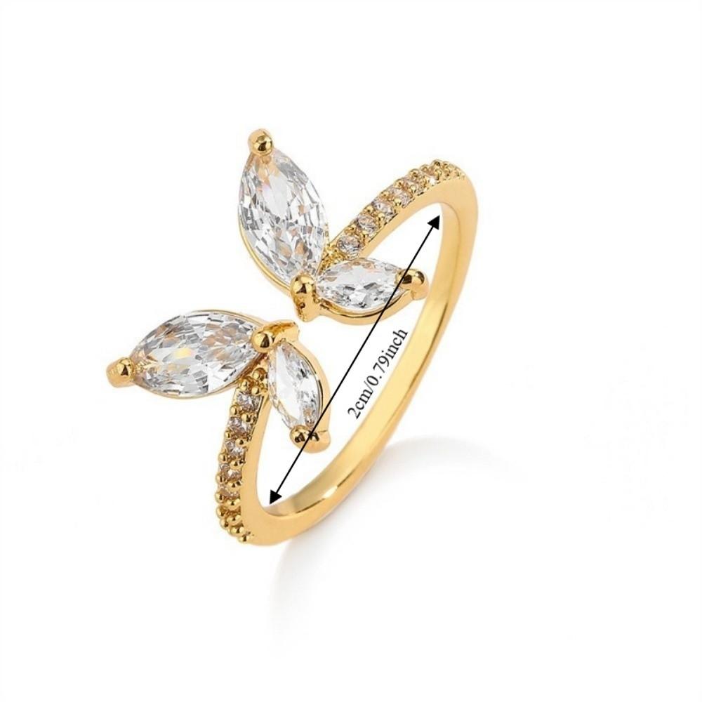 Light Luxury Butterfly Opening Ring Adjustable Crystal Ring Light Luxury Finger Jewelry  Gifts