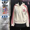 Jersey Zip-up Hoodie Women L Ivory×red Trefoil Track jacket(USED)