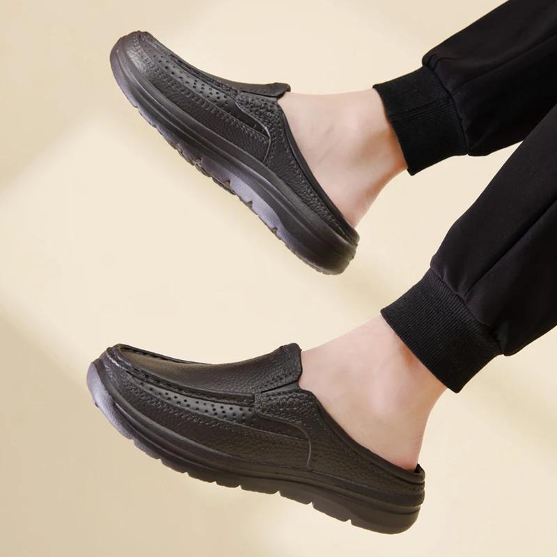 Men's Shoes New Breathable Waterproof Non Slip Oil Resistant Soft Soles Fashion Casual Chef Shoes Driving Shoes Tenis Masculino