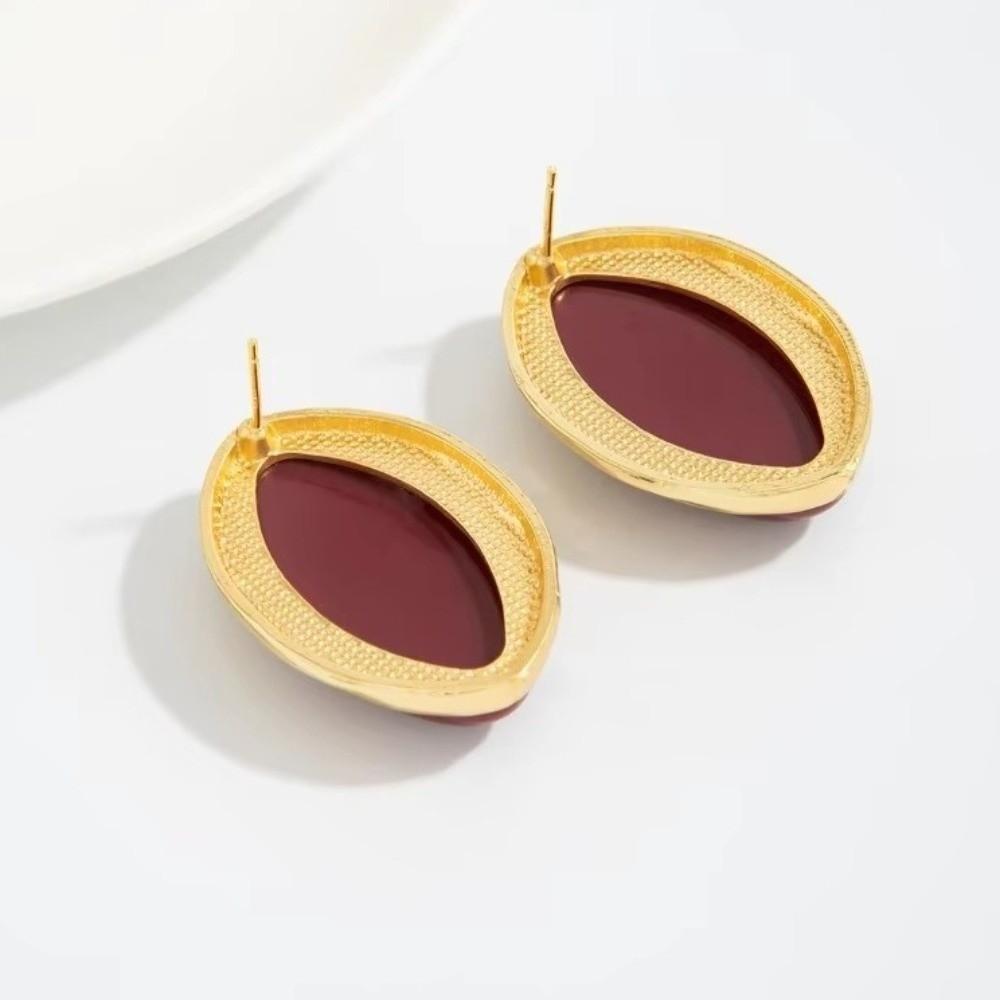Elegant Style Oval Resin Finger Ring High-end Jewelry Light Luxury Retro Earrings Women Fashion