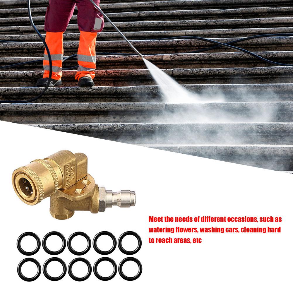 Quick Connection Pressure Washer Attachment 1/4 Adjustable Joint +10pcs O-Rings Copper 4500PSI 5 Angles for Pressure Washer Tips