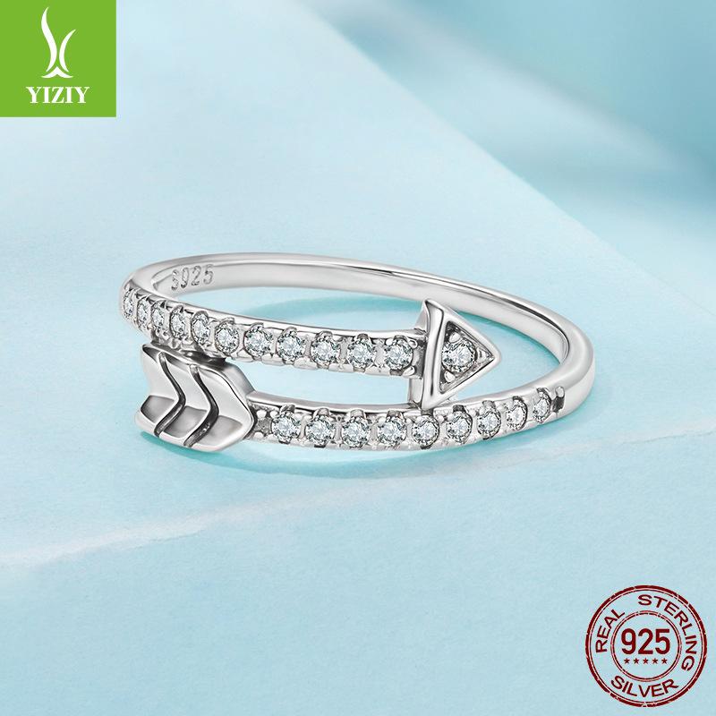 Arrow Full Zircon Ring, Cross-Border Classic Design S925 Sterling Silver Ring Jewelry.