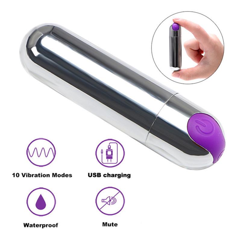 Women Mini Bullet Vibrator 10 Vibration Modes Waterproof Low Noise Adult Sex Toys G-spot Egg