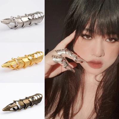 Retro Goth Punk Style Exaggerated Long Joint Nail Tail Ring For Men And Women