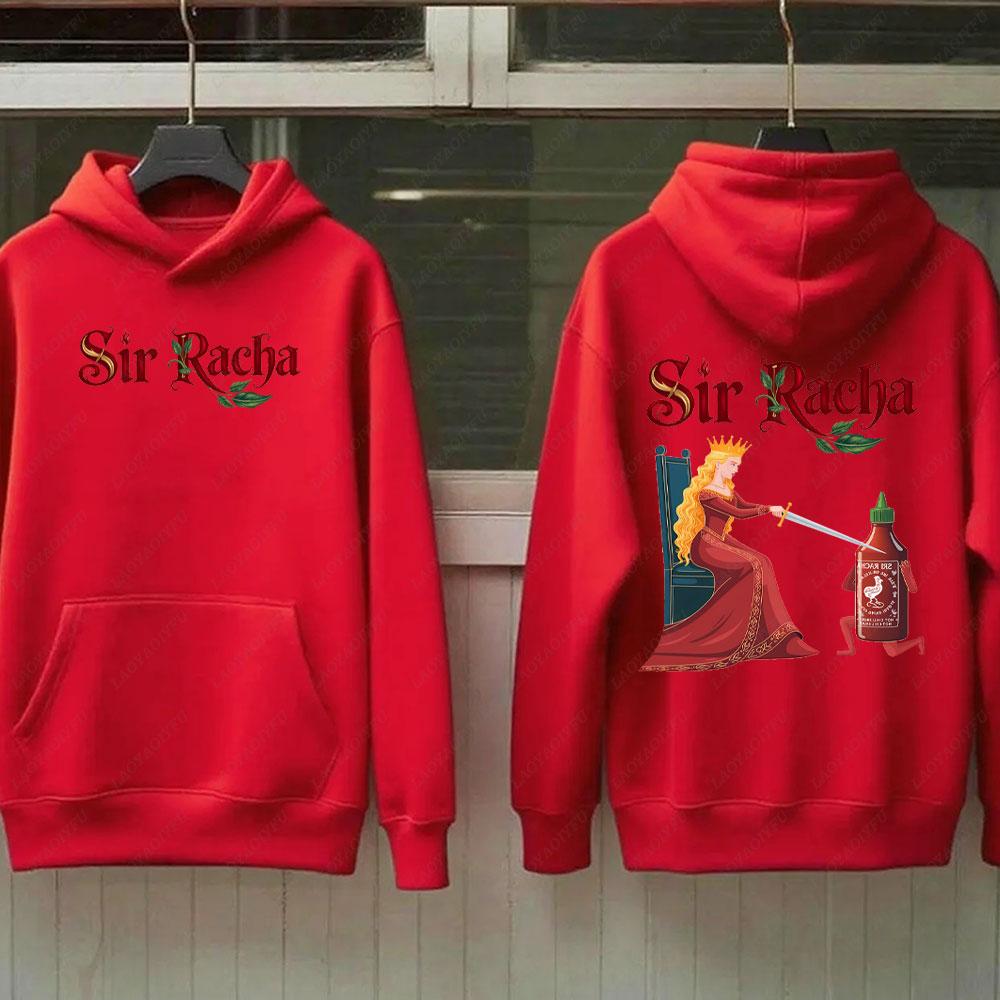Sir Racha Man Woman 2 SidedHoodies Sri Racha Medieval Art Pullover Sriracha Fan Merch Retro Medieval Graphic Sweatshirt Hoodie
