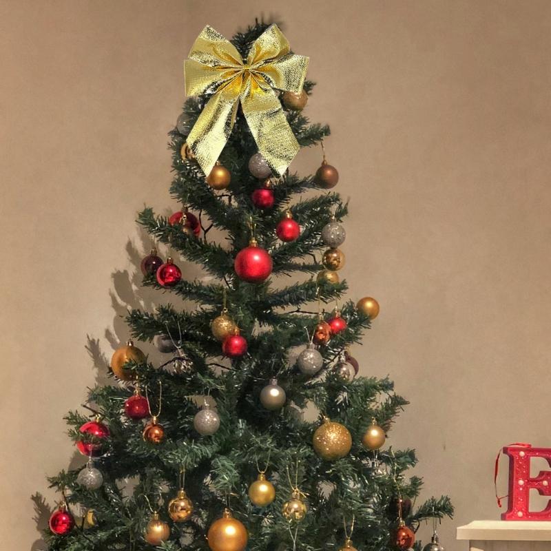 Sturdy Cloth Holiday Bowknot Decoration Classical Red Christmas Tree Accessory Fade Resistant Holiday Ornament