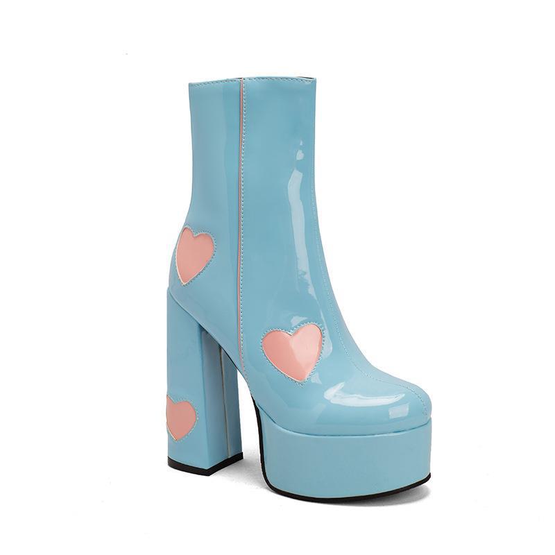 

Women sBoots Ankle Autumn and Winter New Punk Style Thick Bottom Square Heel Fashionable Bohemian Sandals Party Club Women Shoes 34 світло-синій колір