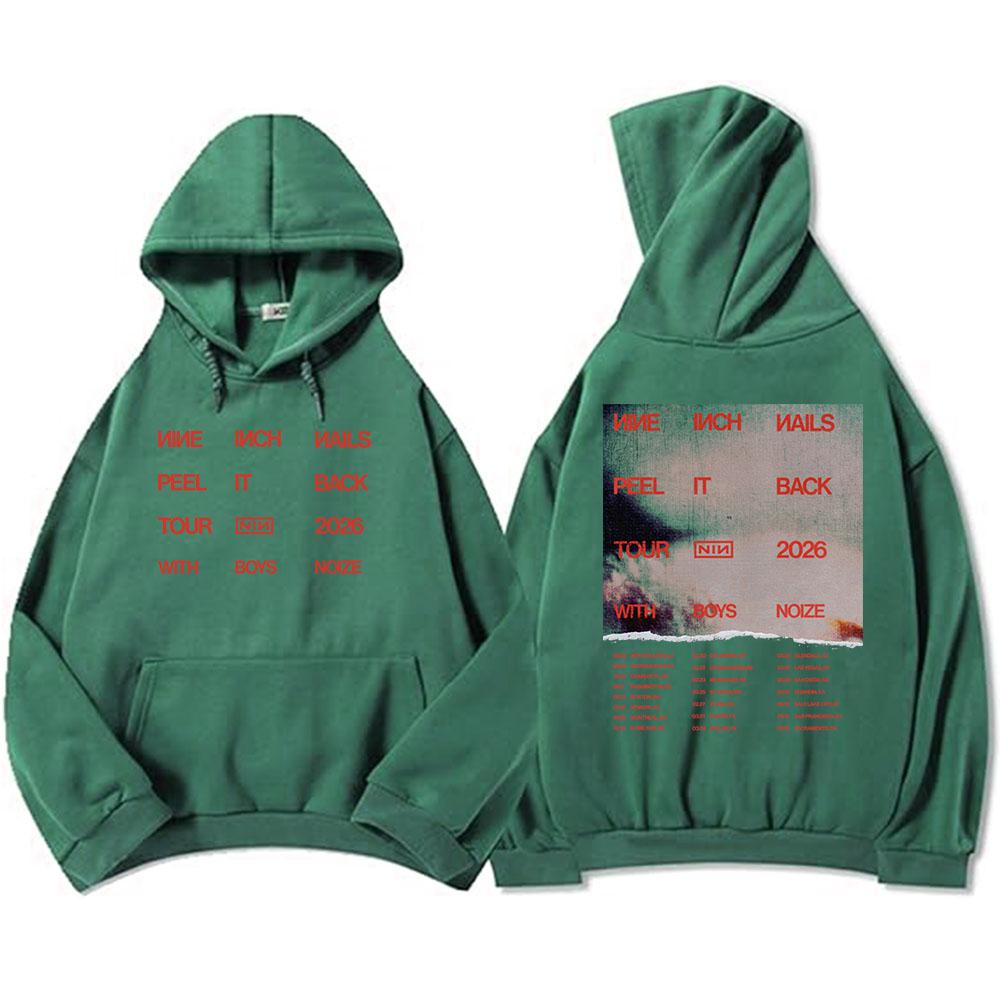 Nine Inch Nails Peel It Back 2026 Tour Hoodies NIN Rock Band Graphic Print Sweatshirts Long Sleeve Winter Hooded Pullovers