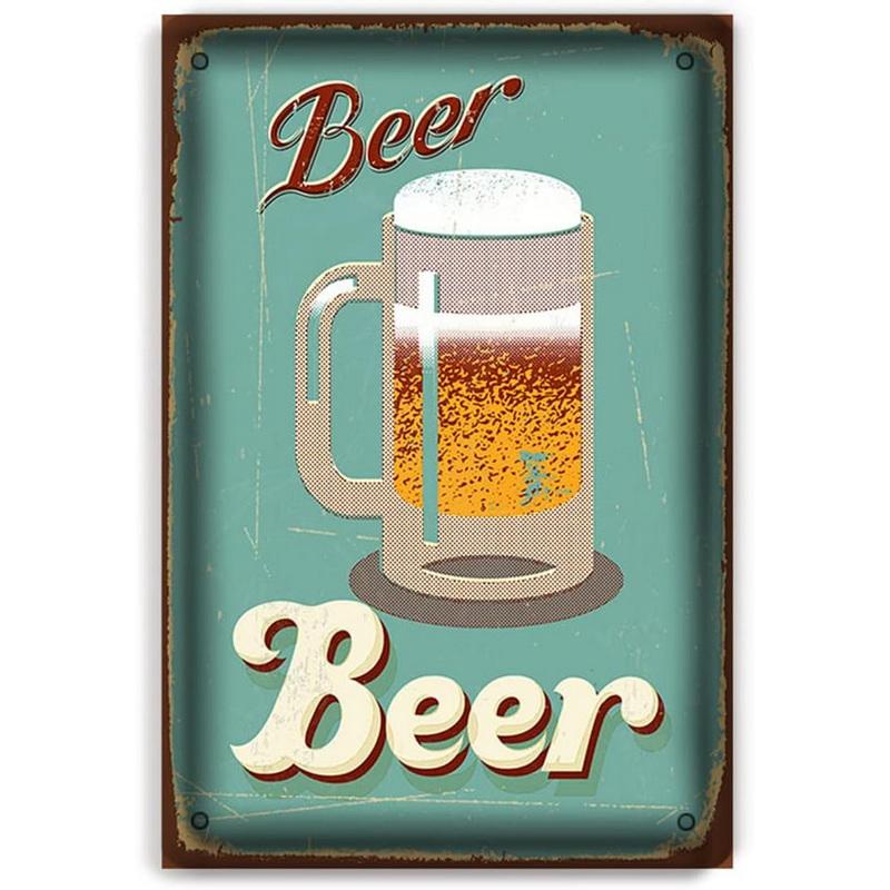 Blechschilder Kaffeebier Tee Wanddekoration Vintage Kunstposter Eisenmalerei für Man Cave Heimcafé Gartenclub B