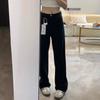 Black straight jeans women's autumn and winter new narrow version velvet high waist loose and thin wide-leg pants
