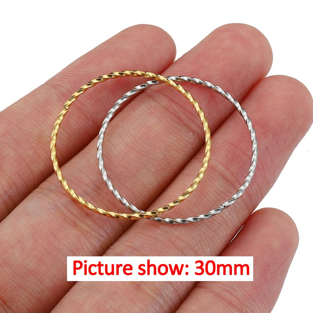10 Stück 30/50 mm Edelstahl-Spiralringe im koreanischen Stil, vergoldet, gedreht und geschlossen, für Ohrringe, Schmuckherstellung, DIY