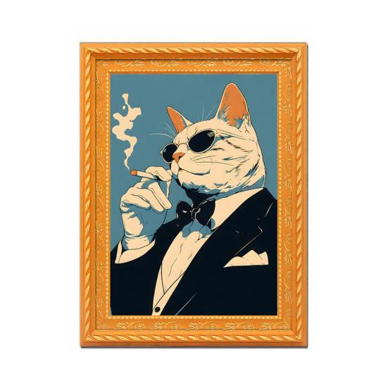 Vintage Cat Fridge Magnet 3D Wooden Frame Cat Refrigerator Magnet Home Kitchen Office Locker Decoration Cat Lover Gift