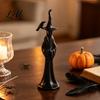 Black Cat Statue Abstract Witch Figurine Resin Statue Gothic Heavy Duty Crafts Ornament Halloween Tabletop Decor for Home Mantel Office Desk Retro