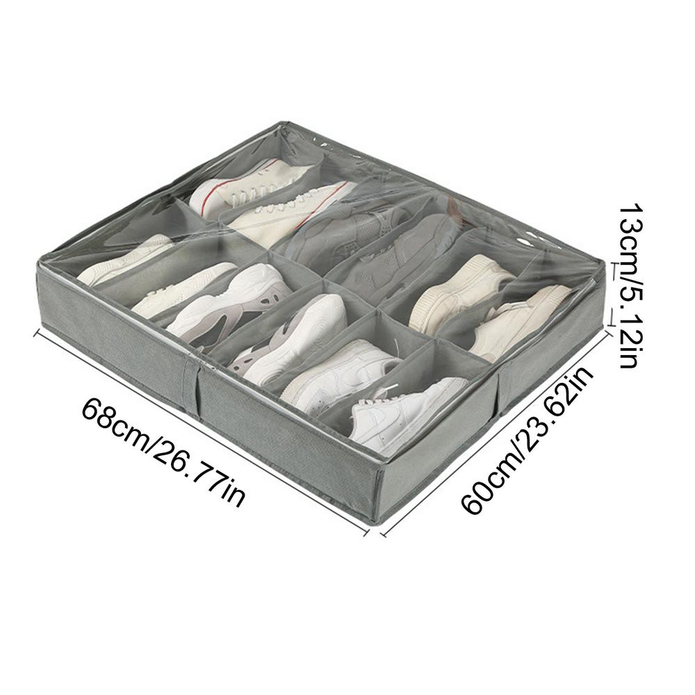 Faltbarer Unterbett-Schuhaufbewahrungsorganizer Staubdichte Aufbewahrungsbox aus Vliesstoff mit klarem Fenster Platzsparender Schuh-Organizer