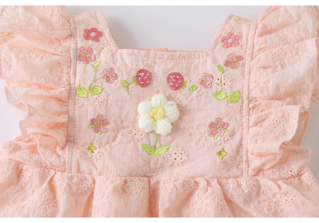 Conjunto de Mono y Falda de Verano de Moda para Bebé - Estilo Bordado para Recién Nacidos y Niños