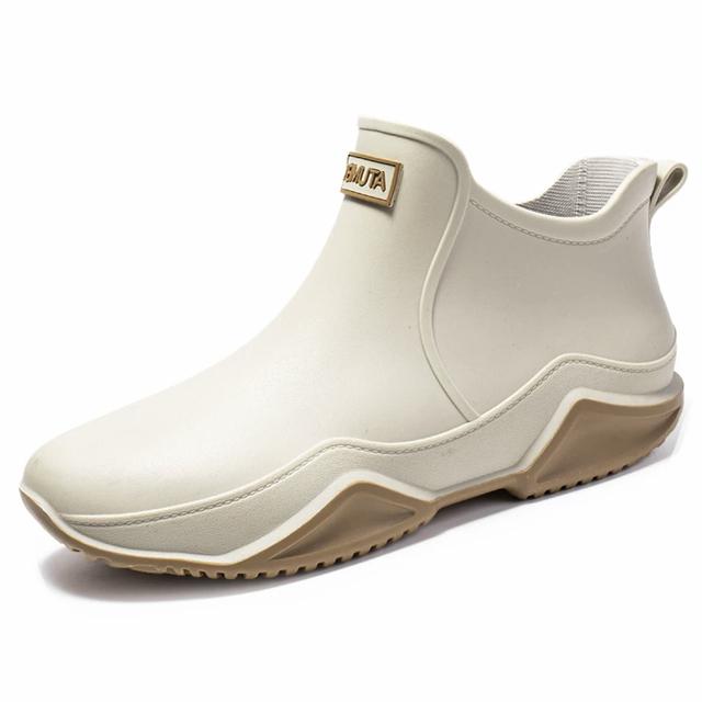 Zapatos de Lluvia Tobillo Mujer Zapatos Impermeables Botas de Lluvia Hombre Antideslizantes Resistentes al Desgaste Felpa Moda Cocina Verano