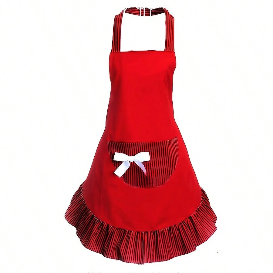 1pc Bowknot Apron, Cute Retro Style Woman Kitchen Sexy Vintage Apron With Pockets, Gift For Mother's Day