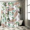 Colorful Duck Pattern Shower Curtain Bathroom Decor Green Leaves White Fabric Waterproof Home Decoration