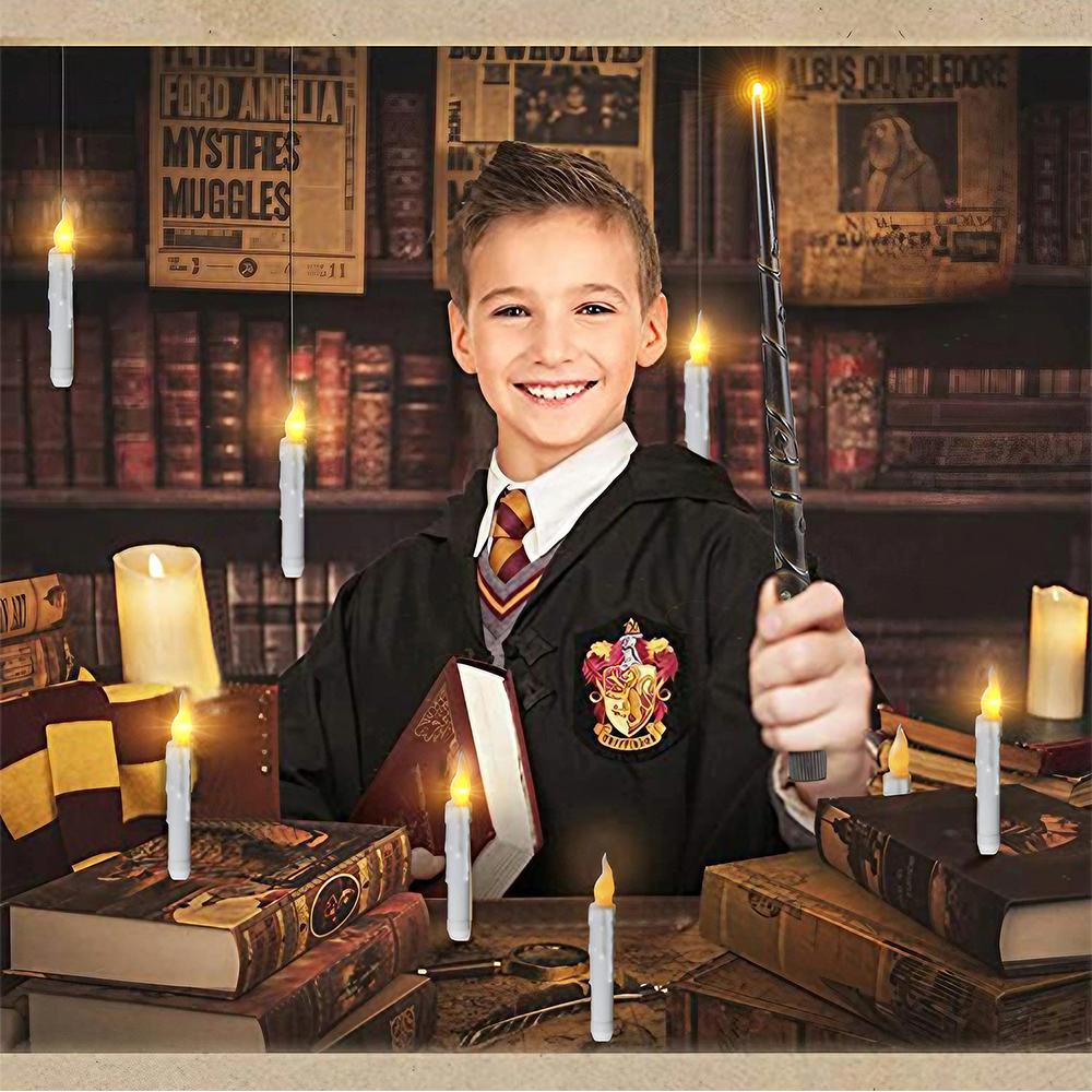 Floating Candles with Wand For Christmas/Halloween/Valentine's Day Decor White