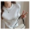 Women's Autumn And Winter Solid Color T Shirt With Brushed Long Sleeved Base Underneath
