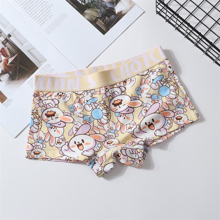 Plus Size Women's Pure Cotton Cartoon Briefs - Antibacterial, Breathable, Unisex, Four-Corner Design