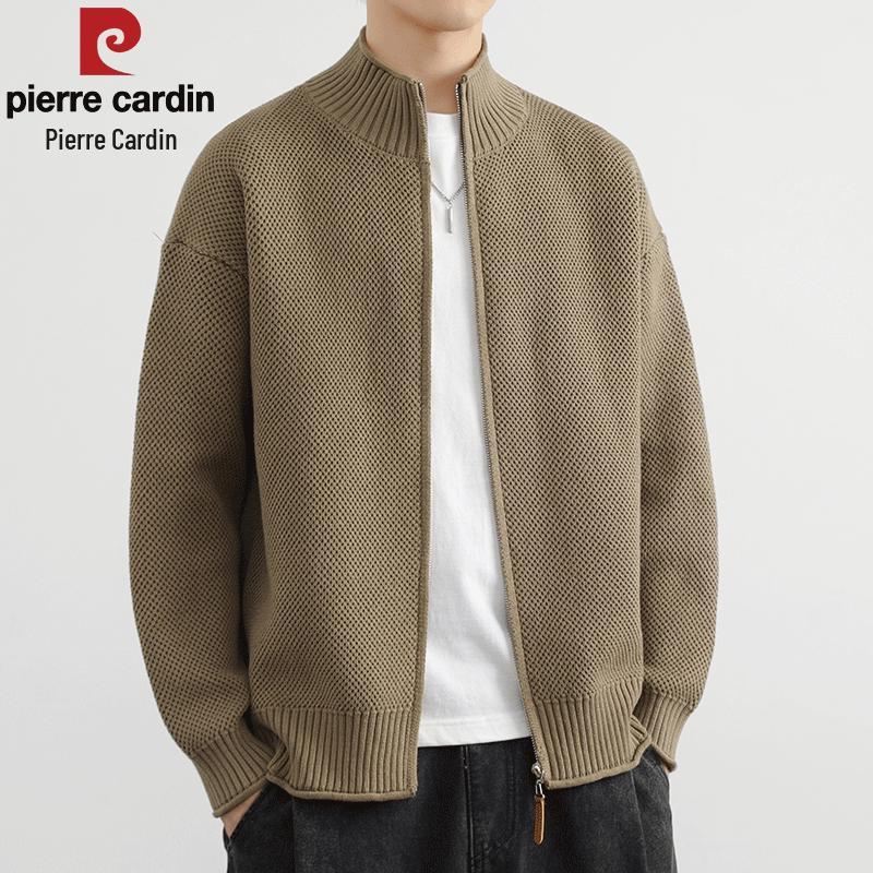 Pierre Cardin Men's Stand Collar Zipper Knit Cardigan Jacket