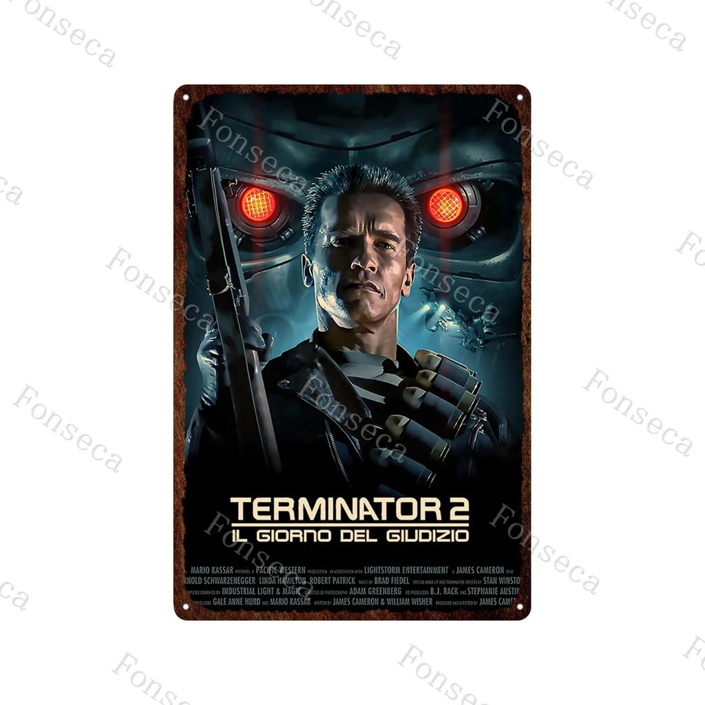 Terminator 2 Movie Metal Poster Tin Sign Classic Movies The Terminator Metal Plates Home Decoration Wall Art Iron Paining