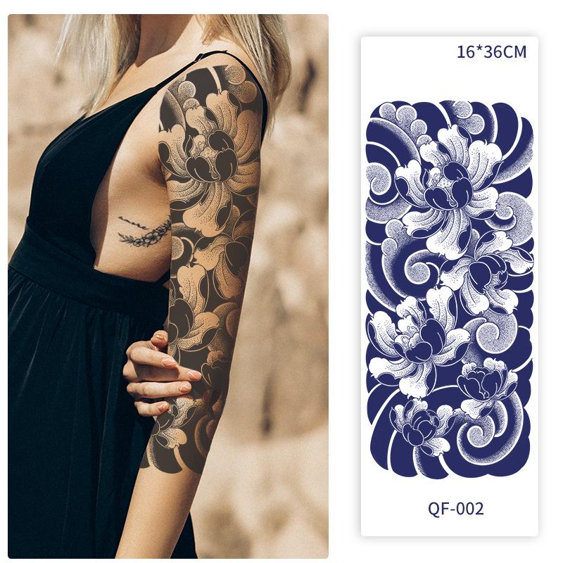Men's Semi-Permanent Herbal Waterproof Tattoo Stickers - Long-Lasting, Non-Reflective Full Arm Cover