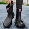 Fashion Mid-calf Rain Boots Men's Slip-On Waterproof Rubber Rain Shoes Work Mud Boots Warm Durable Non-Slip Boots Fishing Shoes
