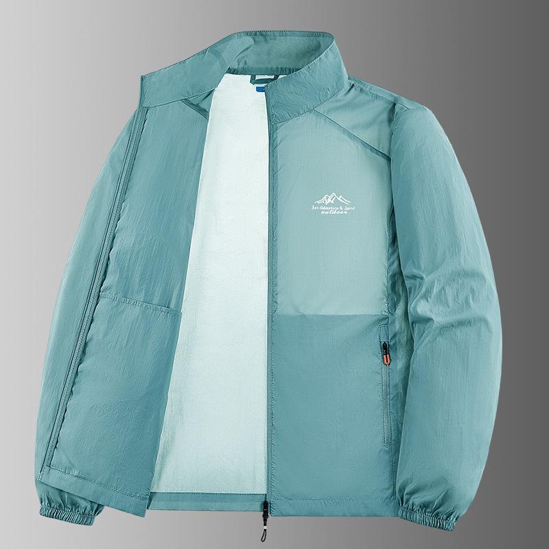 Sunscreen Clothes for Men New Style Middle-aged Men's Summer Fishing Suit Thin Outdoor Men's Stand-up Collar Sportswear