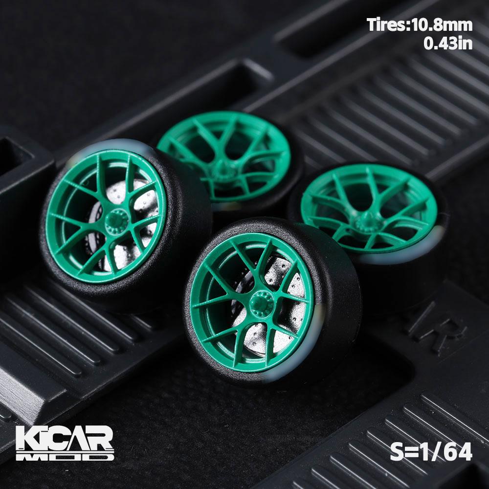 Kicarmod 1/64 Modellauto Harz Dynamisches Lager Rad Räder Mit Gummireifen Bremsscheibendurchmesser 10,5 mm & 10,8 mm Für Mini Gt