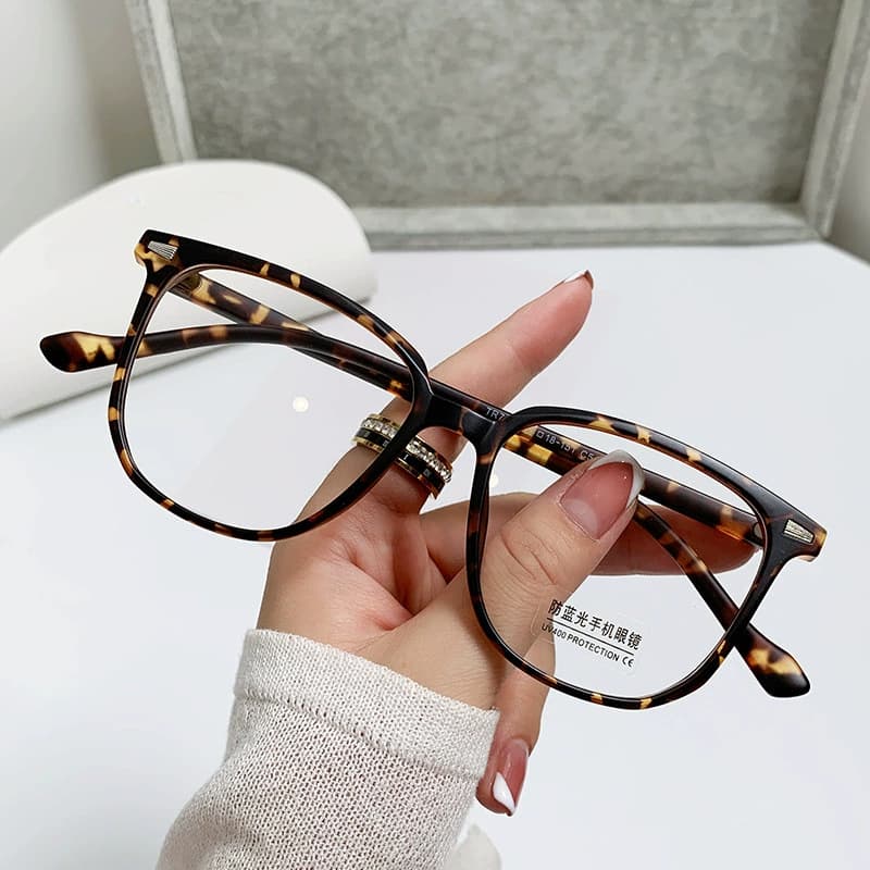 Oversized Leopard Myopia Glasses for Women Men Comfortable Anti-blue Light Computer Glasses Prescription Eyewear 0 To -4.0