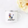 Personalisierte Blumige Initialen Namensbecher Benutzerdefinierter Name Tee Kaffee Heiße Schokolade Tasse Braut Brautjungfer Muttertag Geschenk für Sie