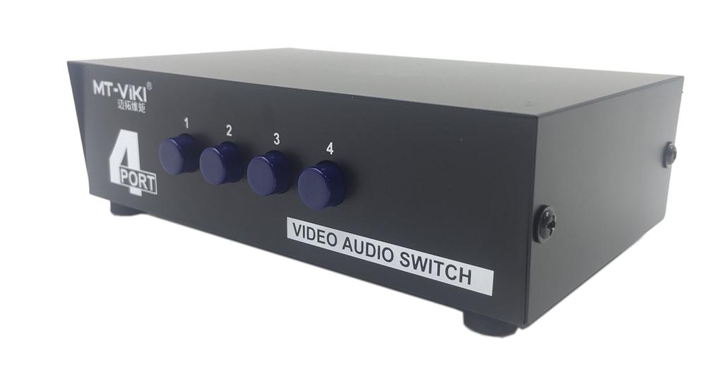 Caixa Divisora Seletora de Switch AV de Vídeo e Áudio CERRXIAN 4 Portas 4 Entradas 1 Saída