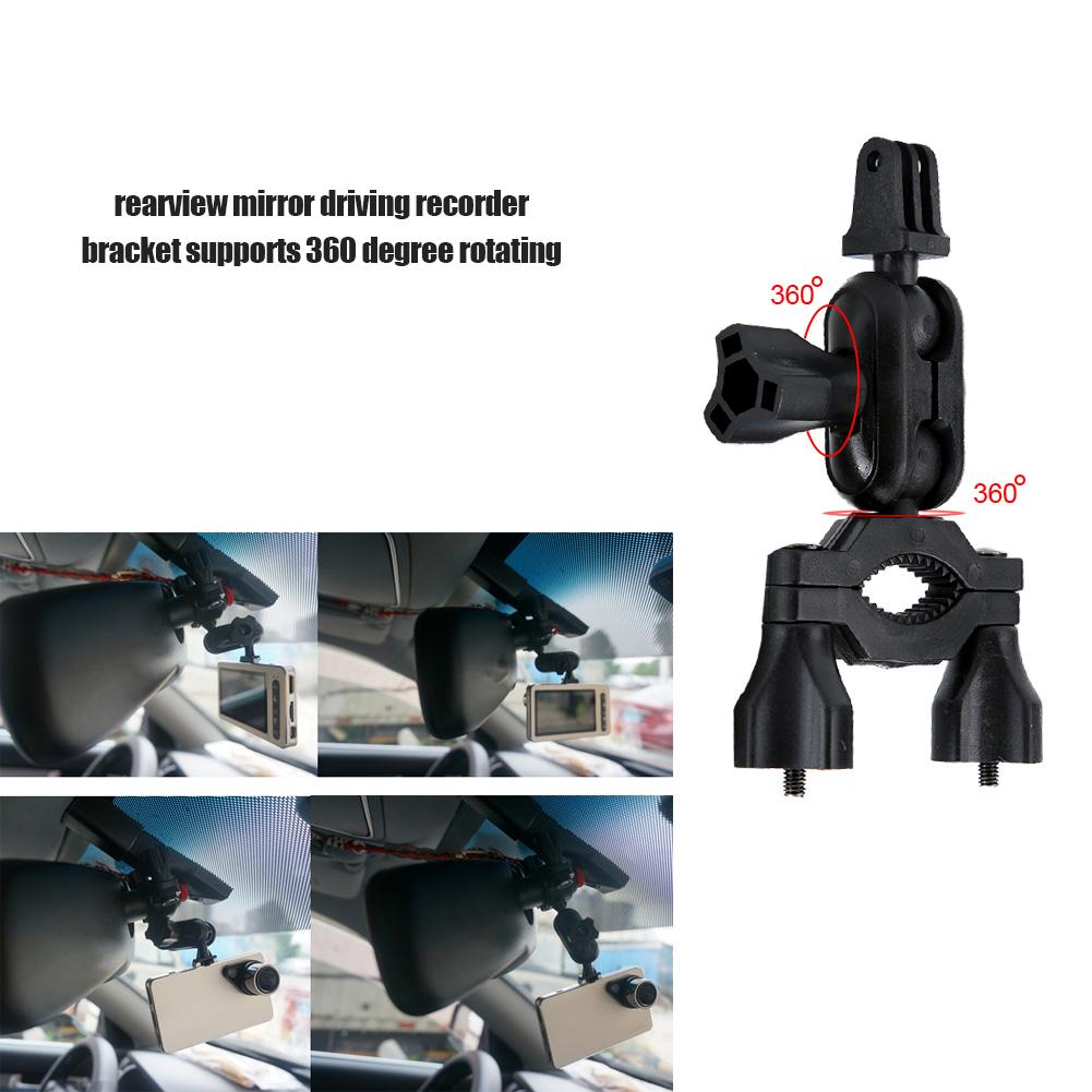 Car Rearview Mirror Camera Support Kit 360 Degree Rotating Driving Recorder Bracket
