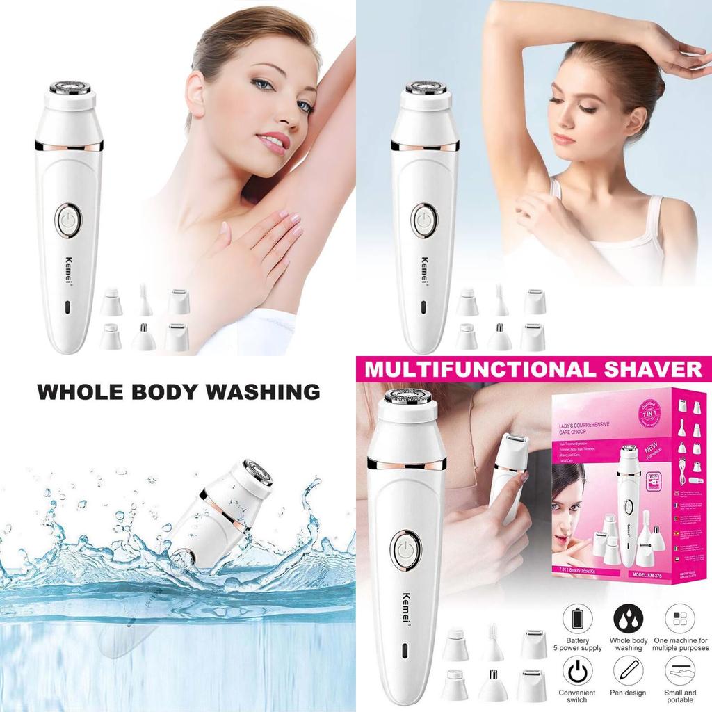 Kemei Km-375 Multifunctional Hair Removal Device With Stainless Steel Blades For All Body Types