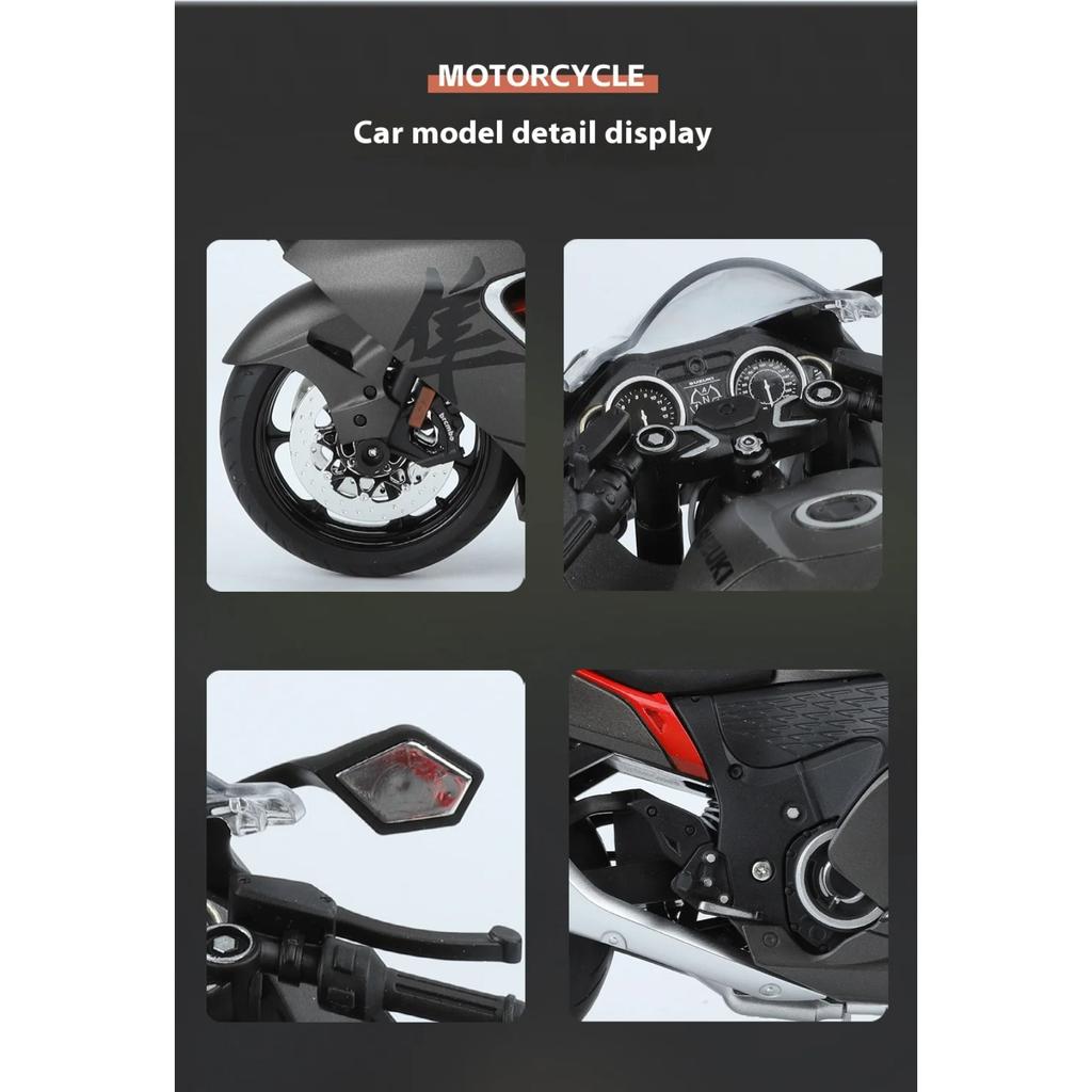 1/9 SUZUKI HAYABUSA Motorcycle Model, Rearview Mirror Removable, Simulated Lighting, Adult Collectible Ornaments, Boy Gifts