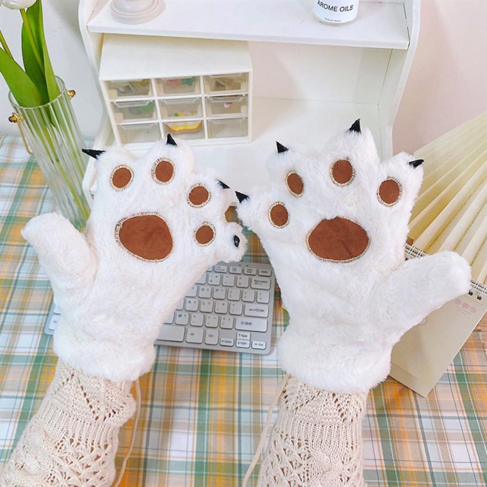 Bear Paw Furry Mittens Warm Cat Paw Gloves Fashion Women Winter Gloves  Outdoor