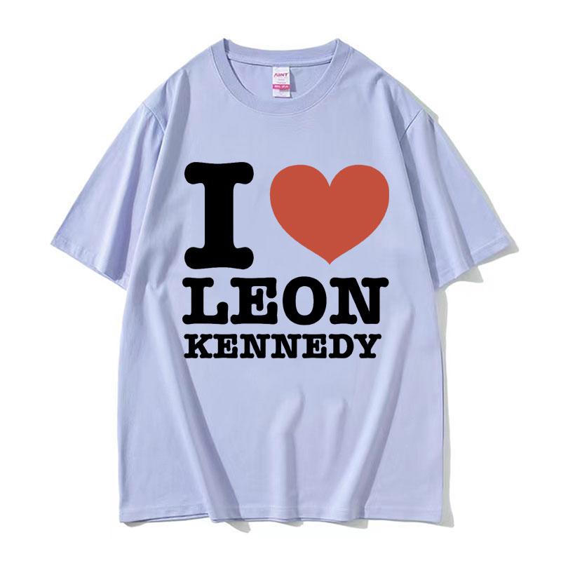 I Heart Leon Kennedy Potisk Trička Pánské Dámské Oblečení Móda Vintage Tričko Pánské Oversized Bavlna Krátký Rukáv Tričko Top