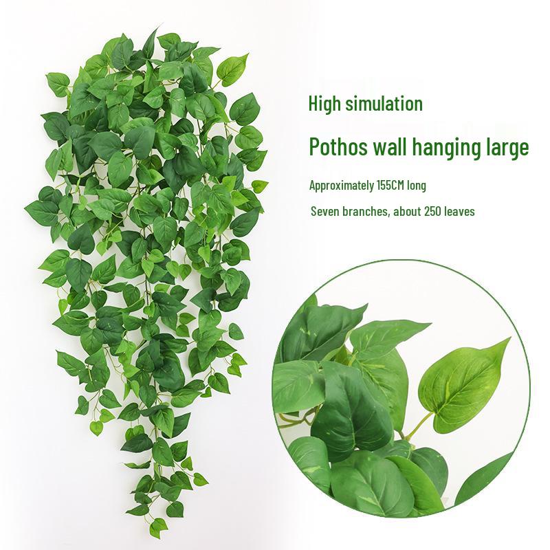 Pothos Wall Hanging Decoration: Trailing Artificial Vines & Spider Plant Basket for Indoor Use