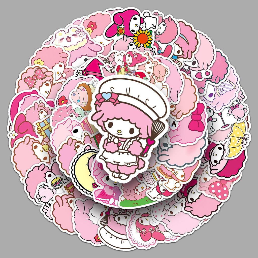 50 Pink Curly Hair Bini Ai Nuo Stickers for Decorating Luggage, Computers, Phone Cases, Planners, and More (50 Sheets)