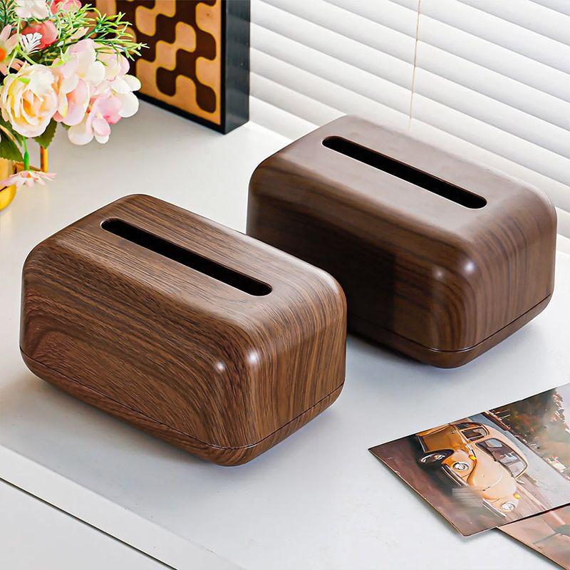 Faux Walnut Chinese-Style Tissue Box for Home, Dining Room, Living Room, Coffee Table, Hotel, B&B Storage